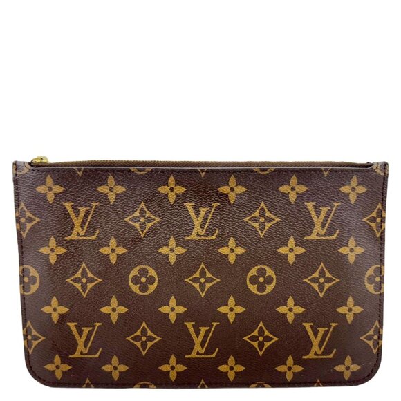 Louis Vuitton Neverfull Monogram Canvas Pochette Wristlet Brown - Picture 3 of 14